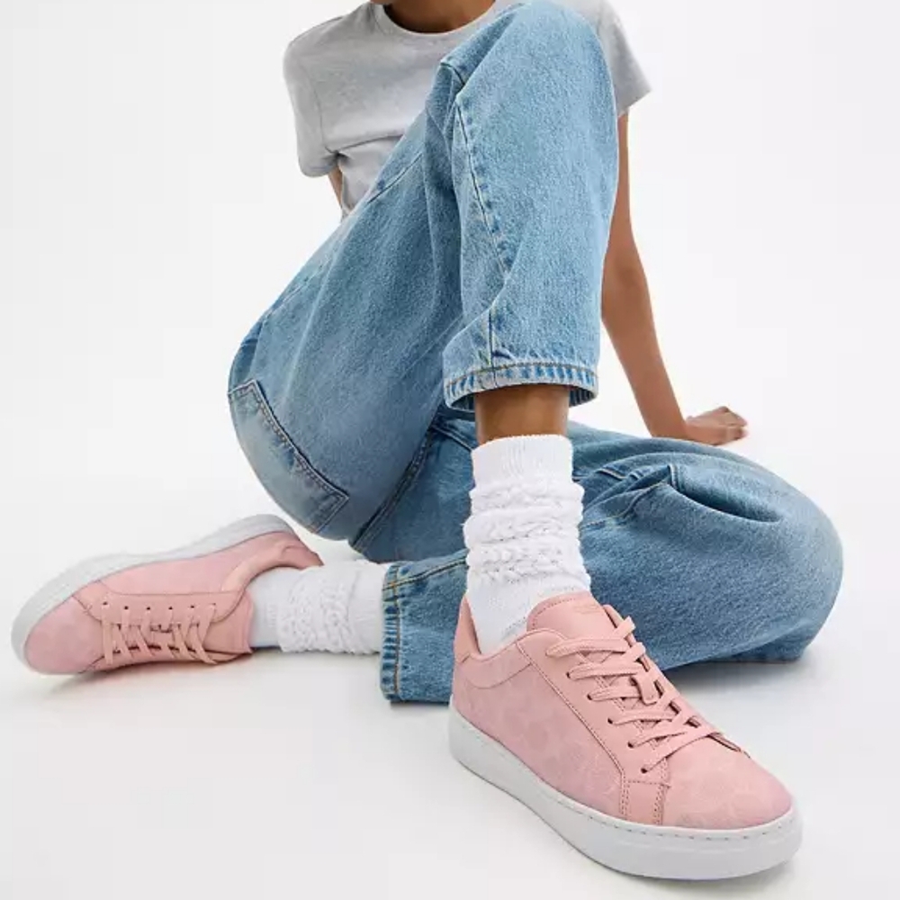 New!!! Coach Women's High Line Signature CC In Pink Sneakers - Picture 7 of 7